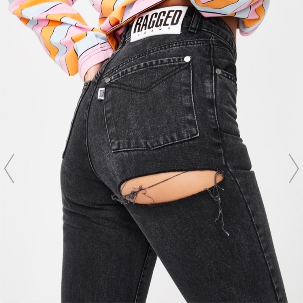 The Ragged Priest Black High-Rise Distressed Slim Jeans